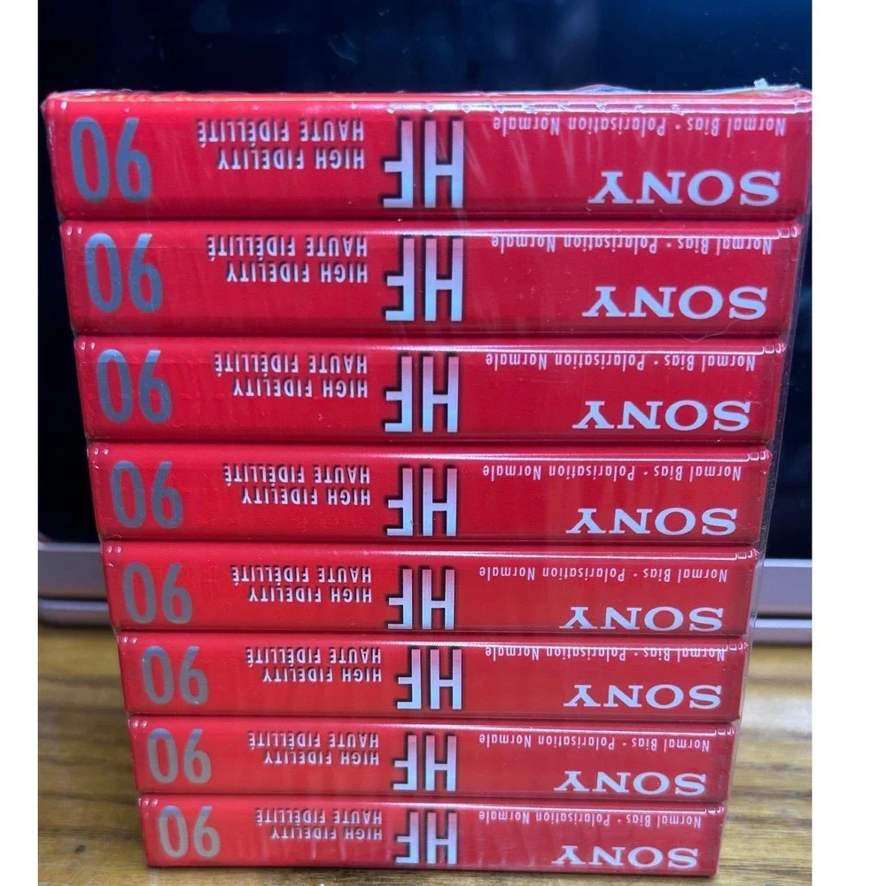 Sony HF 90 Audio Cassette Tapes‎ 8 Pack Red Normal Bias High Fidelity New Sealed